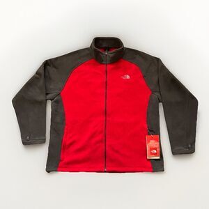 The North Face Khumbu Jacket Mens 2XL Fleece Full Zip XXL Red Grey New